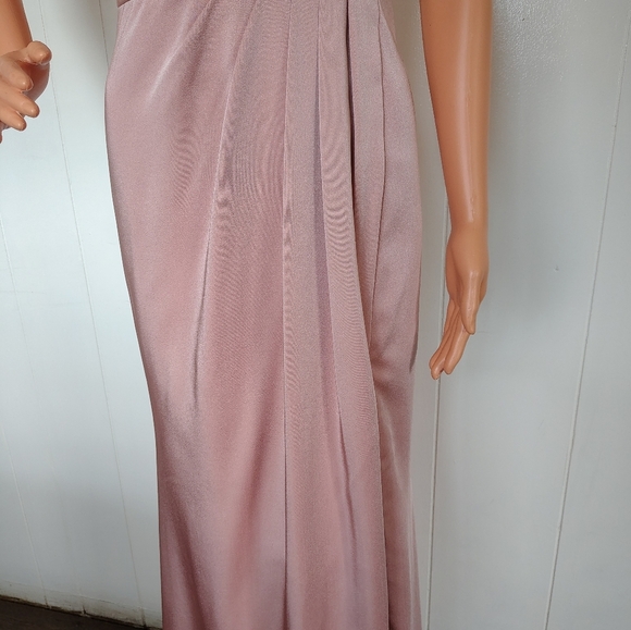 Faviana Pink Ruched Slit Maxi Gown Size 6 - Picture 6 of 13